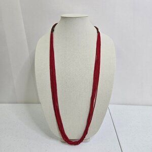 Chan Luu Red Necklace Seed Bead Brown Wrap Long Multi Strand Boho Small